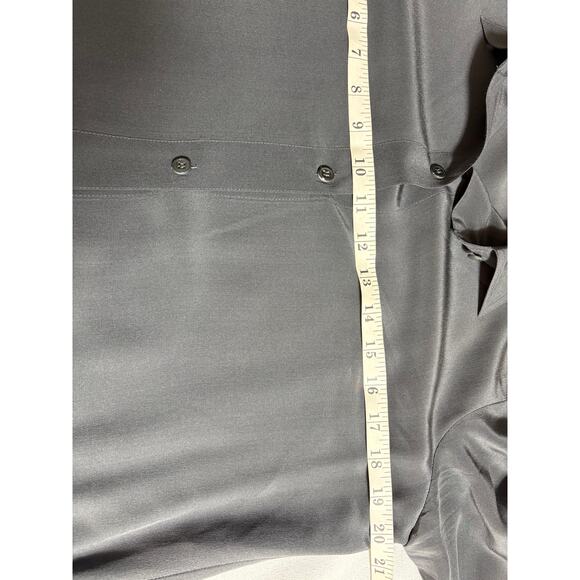 Eileen Fisher Silk Gray Button Down Dress Size S Roll Up Sleeves Front Pockets - Picture 11 of 12